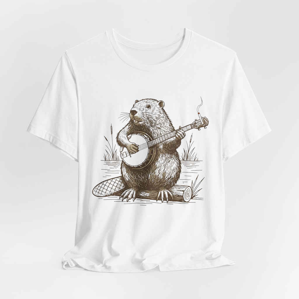 Beaver Banjo T-Shirt — Cute Rustic Wildlife Graphic Tee