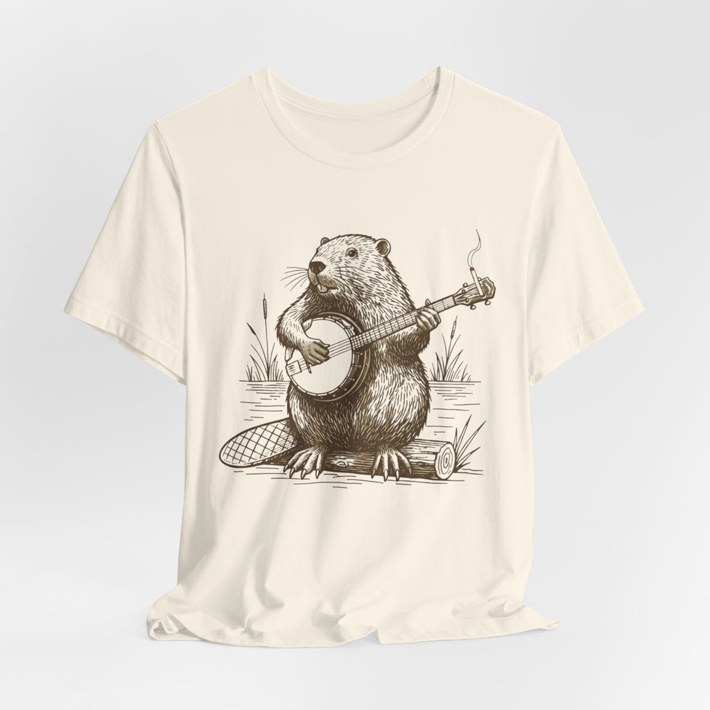 Beaver Banjo T-Shirt — Cute Rustic Wildlife Graphic Tee