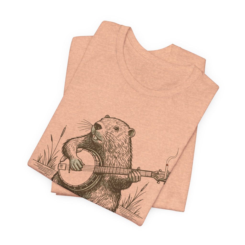 Beaver Banjo T-Shirt — Cute Rustic Wildlife Graphic Tee