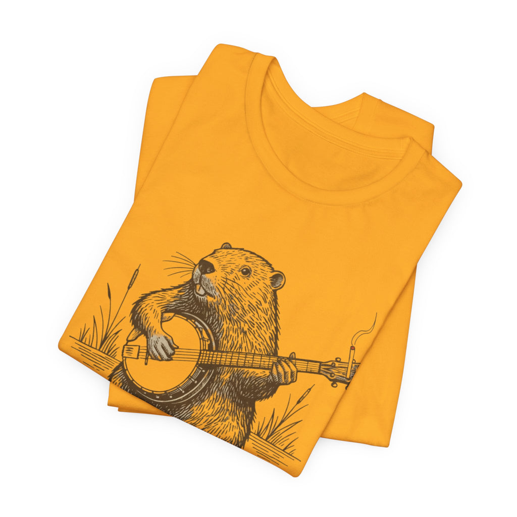 Beaver Banjo T-Shirt — Cute Rustic Wildlife Graphic Tee