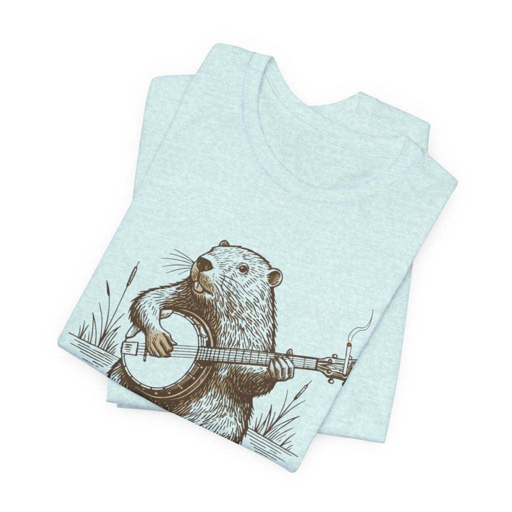 Beaver Banjo T-Shirt — Cute Rustic Wildlife Graphic Tee