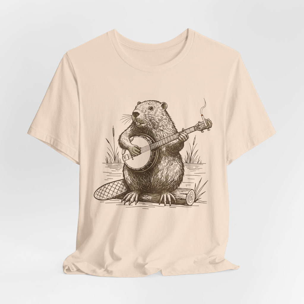 Beaver Banjo T-Shirt — Cute Rustic Wildlife Graphic Tee