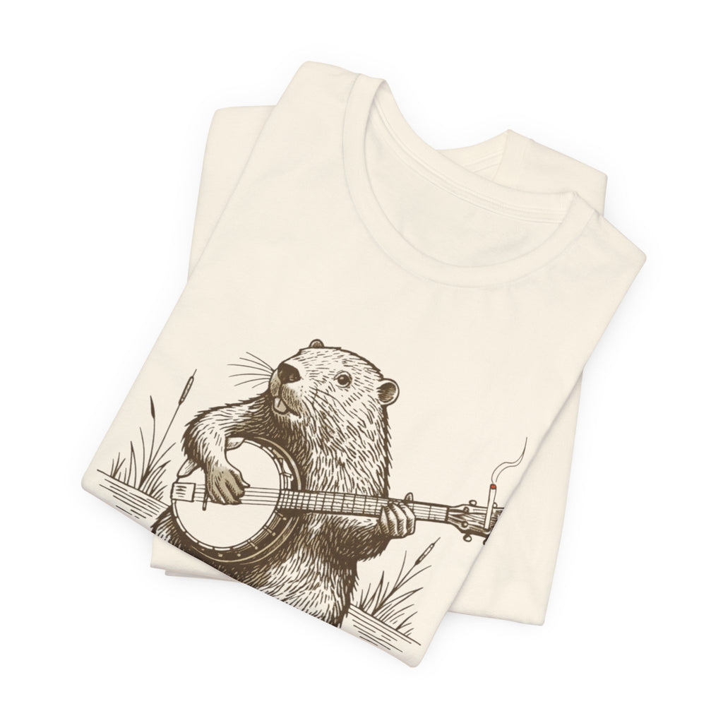 Beaver Banjo T-Shirt — Cute Rustic Wildlife Graphic Tee
