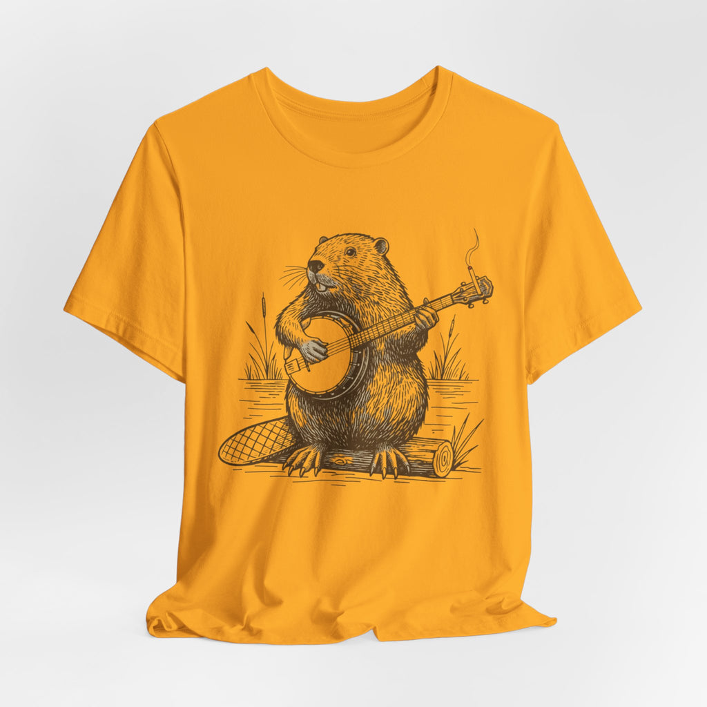 Beaver Banjo T-Shirt — Cute Rustic Wildlife Graphic Tee