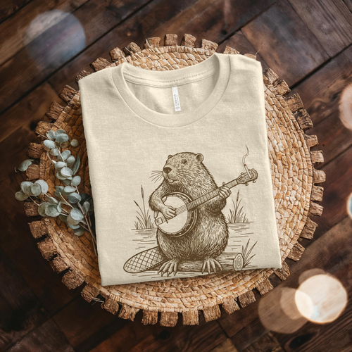 Beaver Banjo T-Shirt — Cute Rustic Wildlife Graphic Tee
